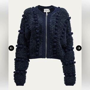 Frame Denim Dark Blue Pom-Pom Cardigan